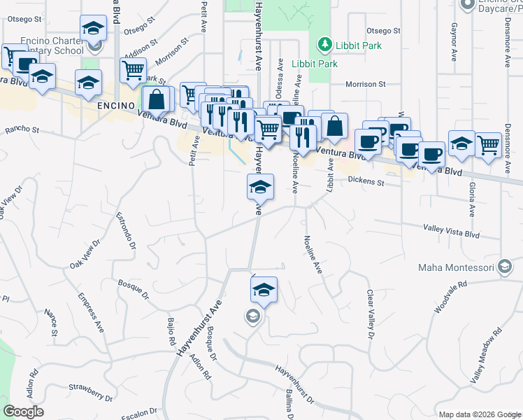 map of restaurants, bars, coffee shops, grocery stores, and more near in Los Angeles