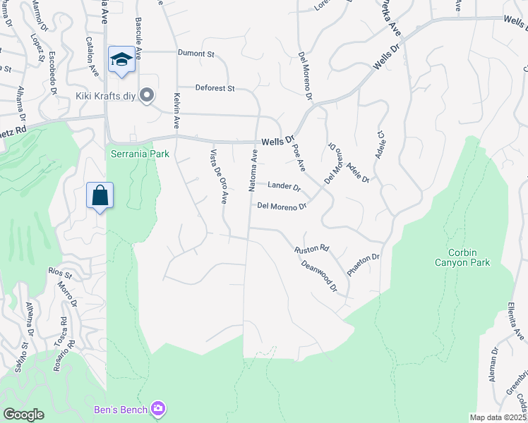 map of restaurants, bars, coffee shops, grocery stores, and more near 20401 Ruston Road in Los Angeles