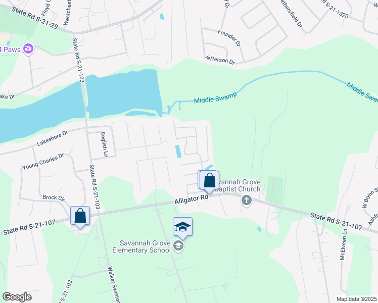 map of restaurants, bars, coffee shops, grocery stores, and more near 2220 Stepping Stone Drive in Effingham