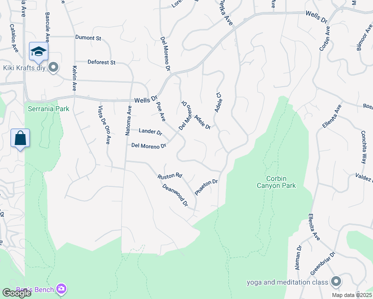 map of restaurants, bars, coffee shops, grocery stores, and more near 4642 Poe Avenue in Los Angeles