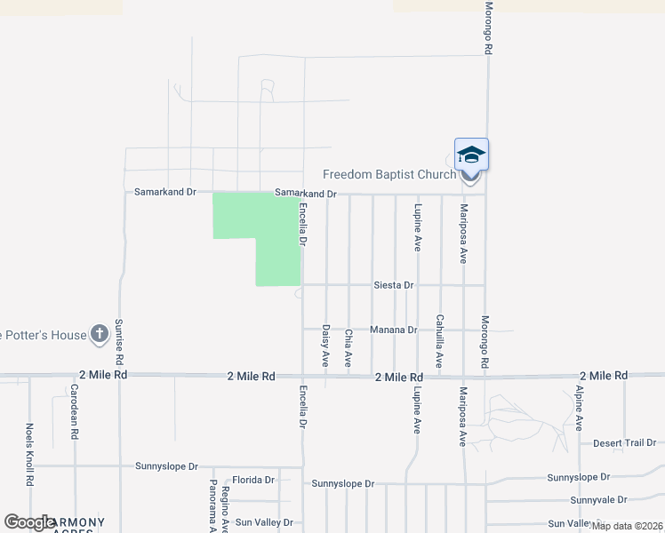 map of restaurants, bars, coffee shops, grocery stores, and more near 5459 Daisy Avenue in Twentynine Palms