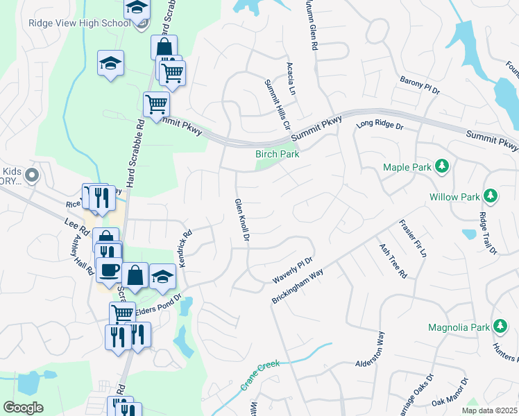 map of restaurants, bars, coffee shops, grocery stores, and more near 12 Brushwood Court in Columbia