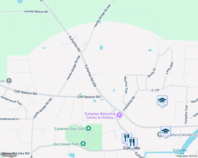 map of restaurants, bars, coffee shops, grocery stores, and more near in Euharlee