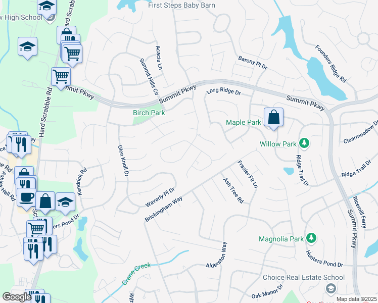 map of restaurants, bars, coffee shops, grocery stores, and more near 1305 May Oak Circle in Columbia