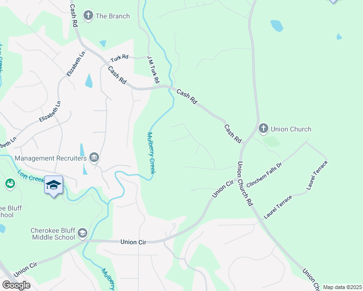 map of restaurants, bars, coffee shops, grocery stores, and more near 5166 Union Church Road in Flowery Branch