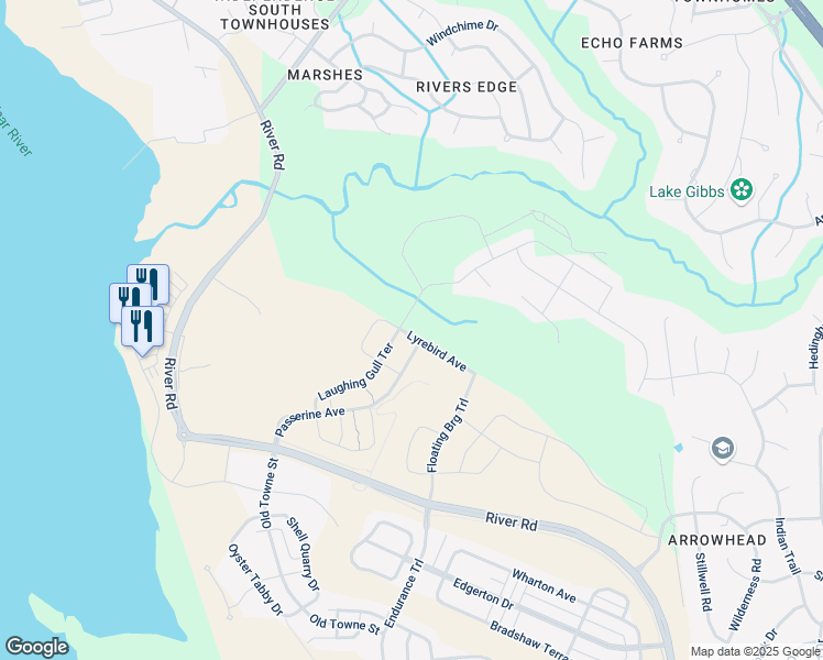 map of restaurants, bars, coffee shops, grocery stores, and more near 607 Lyrebird Avenue in Wilmington