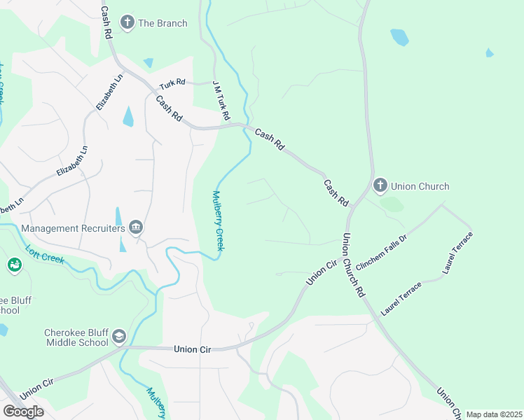 map of restaurants, bars, coffee shops, grocery stores, and more near 5166 Union Church Road in Flowery Branch
