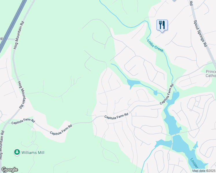 map of restaurants, bars, coffee shops, grocery stores, and more near 6596 Capitola Farm Road in Flowery Branch