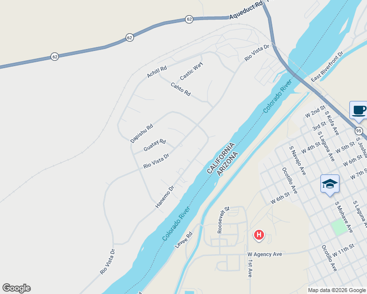 map of restaurants, bars, coffee shops, grocery stores, and more near 5593 Rio Vista Drive in Big River