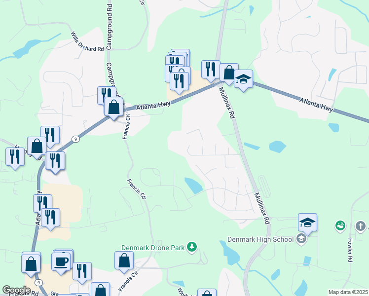 map of restaurants, bars, coffee shops, grocery stores, and more near 665 Blackwell Bend in Alpharetta