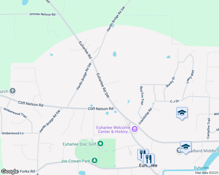map of restaurants, bars, coffee shops, grocery stores, and more near in Euharlee