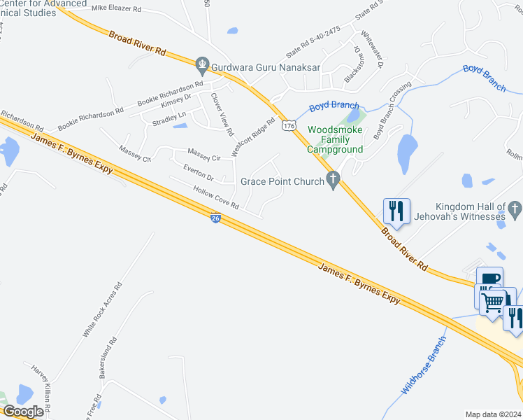 map of restaurants, bars, coffee shops, grocery stores, and more near Autumn Ridge Road in Chapin