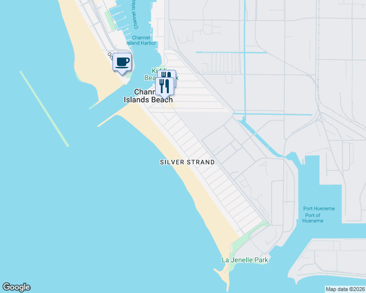 map of restaurants, bars, coffee shops, grocery stores, and more near 1624 Ocean Drive in Oxnard