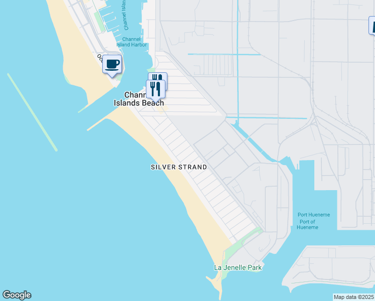 map of restaurants, bars, coffee shops, grocery stores, and more near 132 Ojai Avenue in Oxnard