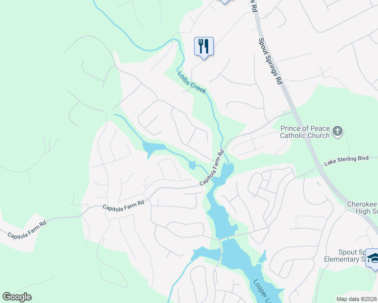 map of restaurants, bars, coffee shops, grocery stores, and more near 6531 Lemon Grass Lane in Flowery Branch