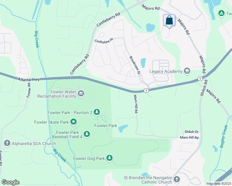 map of restaurants, bars, coffee shops, grocery stores, and more near 3755 Atlanta Highway in Cumming