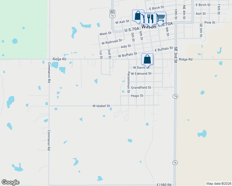 map of restaurants, bars, coffee shops, grocery stores, and more near 81 Blackjack Lane in Wilson