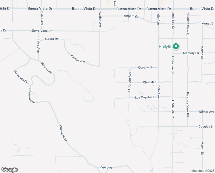 map of restaurants, bars, coffee shops, grocery stores, and more near 58587 Oleander Street in Yucca Valley