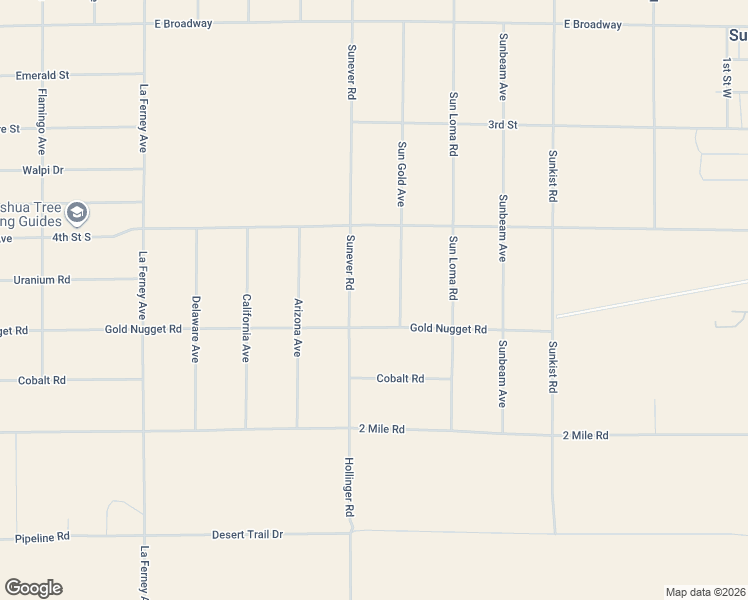 map of restaurants, bars, coffee shops, grocery stores, and more near 5376 Sun Gold Avenue in Joshua Tree