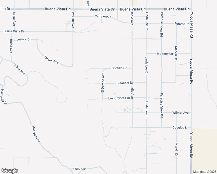 map of restaurants, bars, coffee shops, grocery stores, and more near 58741 Oleander Street in Yucca Valley