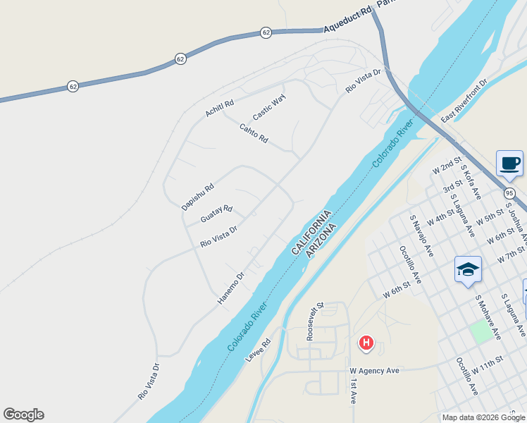 map of restaurants, bars, coffee shops, grocery stores, and more near 15377 Cupeno Court in Big River