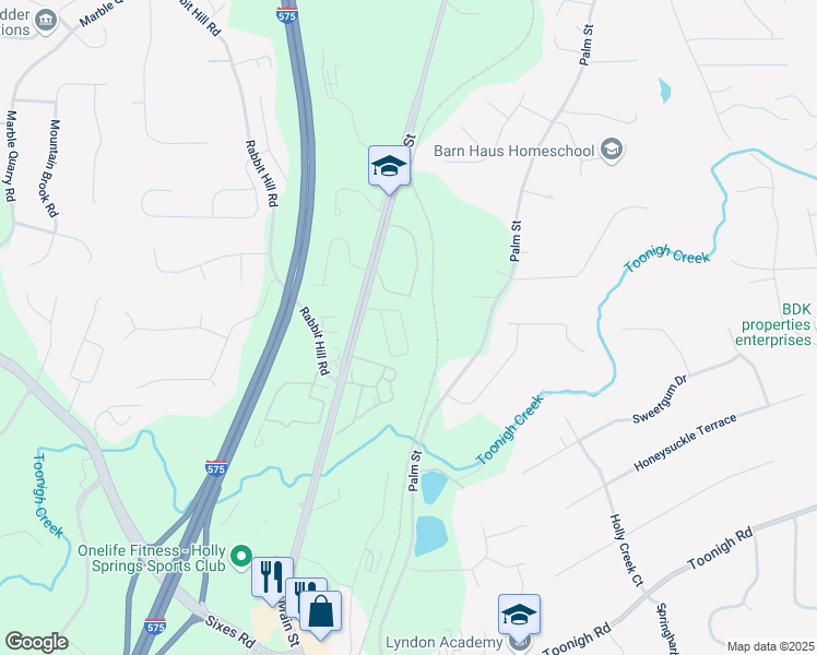 map of restaurants, bars, coffee shops, grocery stores, and more near 269 Whitetail Circle in Canton
