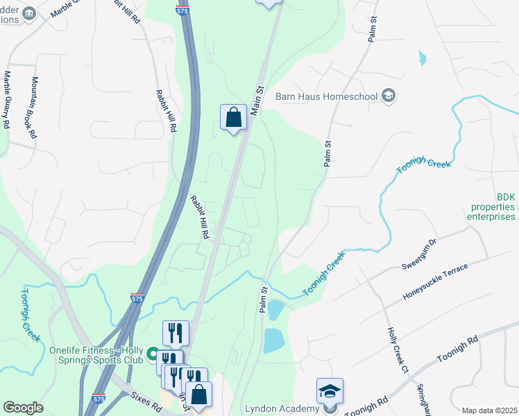 map of restaurants, bars, coffee shops, grocery stores, and more near 269 Whitetail Circle in Canton
