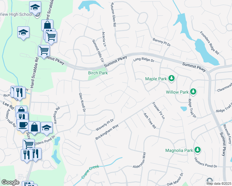 map of restaurants, bars, coffee shops, grocery stores, and more near 1404 May Oak Circle in Columbia