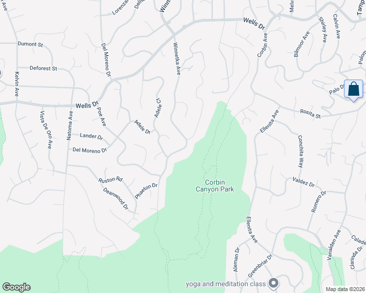 map of restaurants, bars, coffee shops, grocery stores, and more near 4555 Winnetka Avenue in Los Angeles