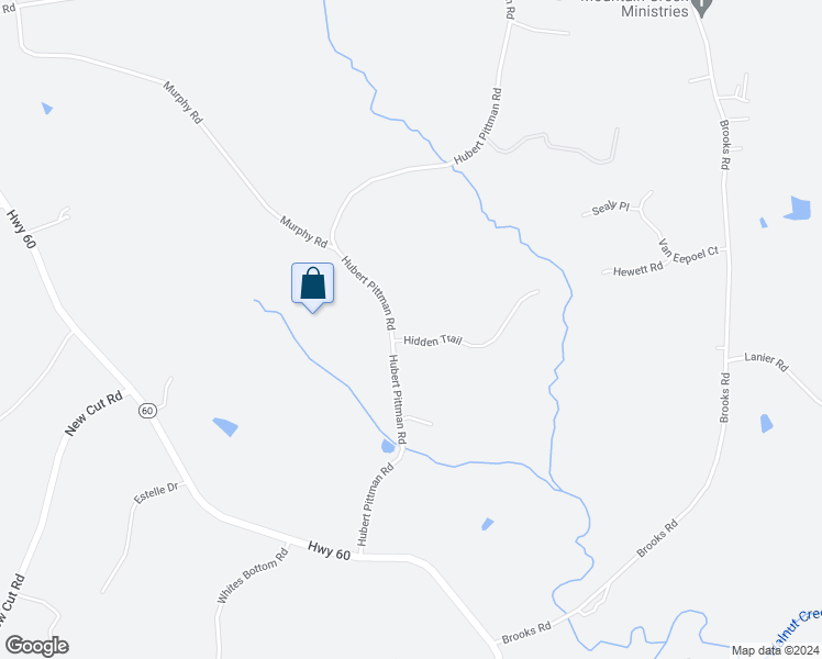 map of restaurants, bars, coffee shops, grocery stores, and more near 39 Hidden Trail in Pendergrass