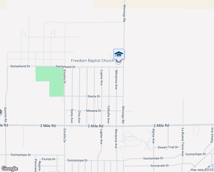 map of restaurants, bars, coffee shops, grocery stores, and more near 5415 Lupine Avenue in Twentynine Palms