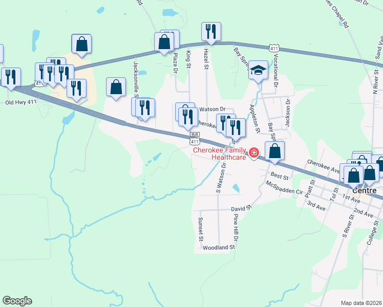 map of restaurants, bars, coffee shops, grocery stores, and more near 1026 1st Avenue West in Centre