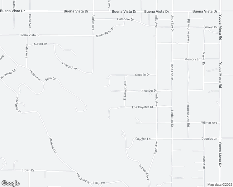 map of restaurants, bars, coffee shops, grocery stores, and more near 58587 Oleander Street in Yucca Valley