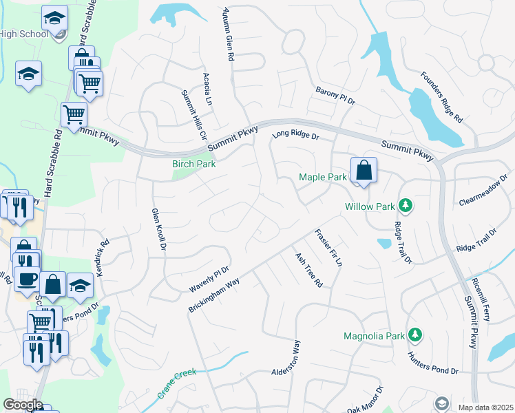 map of restaurants, bars, coffee shops, grocery stores, and more near 311 May Oak Road in Columbia