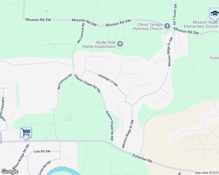 map of restaurants, bars, coffee shops, grocery stores, and more near 26 Stiles Court Southwest in Cartersville