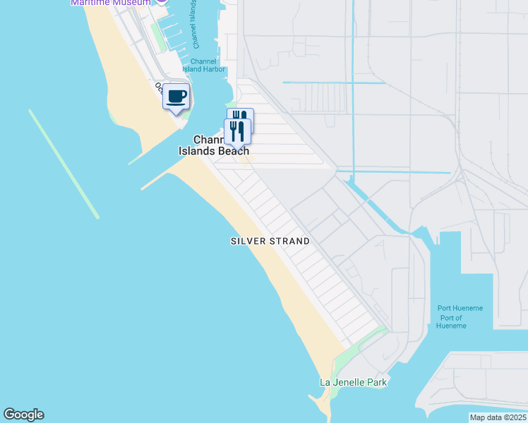 map of restaurants, bars, coffee shops, grocery stores, and more near 116 Tujunga Avenue in Oxnard