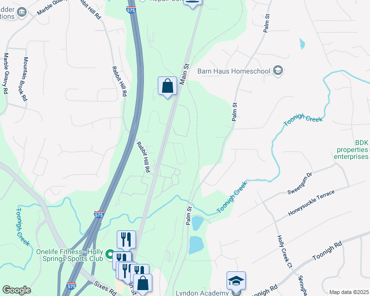 map of restaurants, bars, coffee shops, grocery stores, and more near 257 Whitetail Circle in Canton