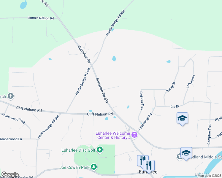 map of restaurants, bars, coffee shops, grocery stores, and more near in Euharlee