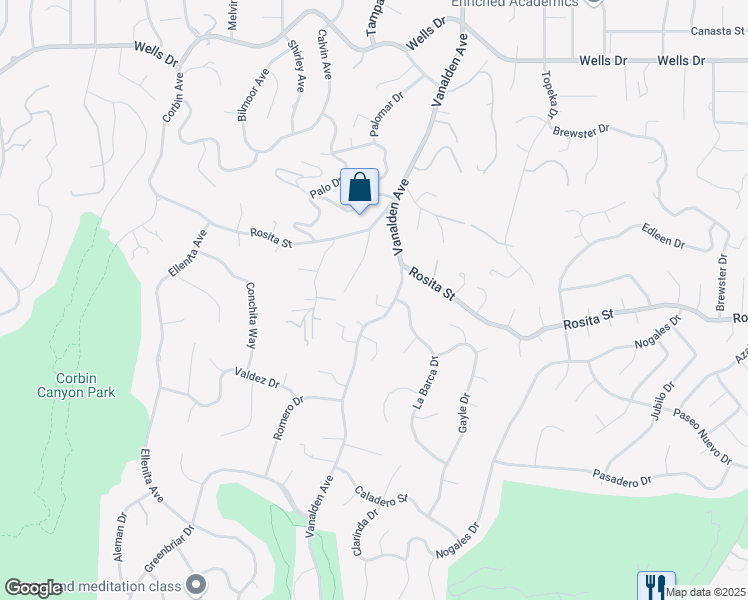 map of restaurants, bars, coffee shops, grocery stores, and more near 4653 Vanalden Avenue in Los Angeles