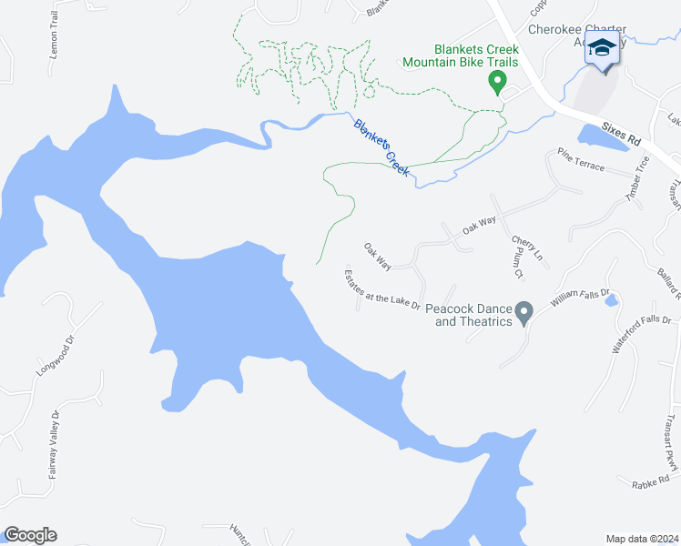 map of restaurants, bars, coffee shops, grocery stores, and more near 123 Estates At The Lake Drive in Canton