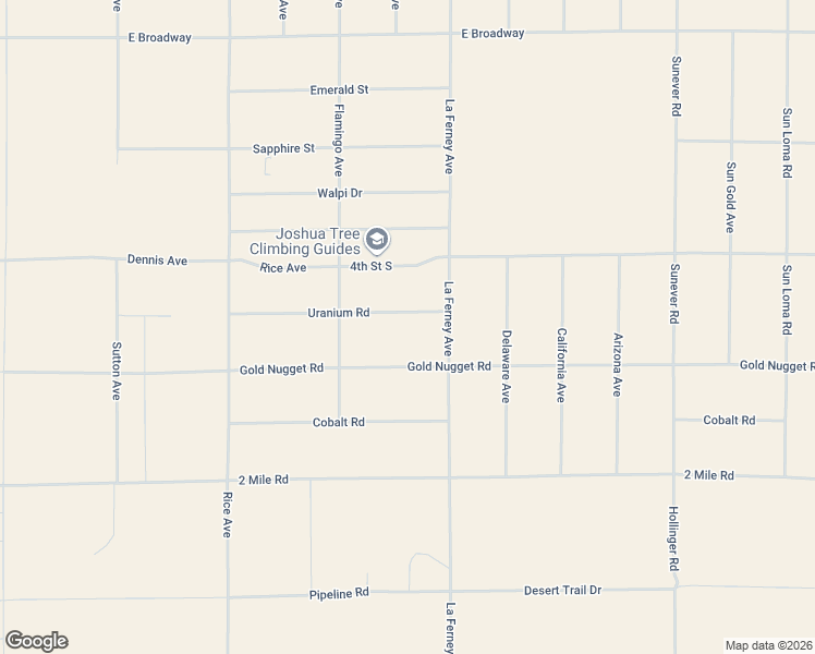 map of restaurants, bars, coffee shops, grocery stores, and more near 63625 Uranium Road in Joshua Tree
