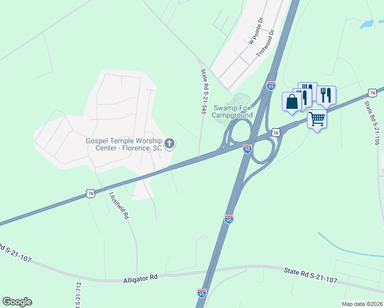 map of restaurants, bars, coffee shops, grocery stores, and more near 3967 West Palmetto Street in Florence