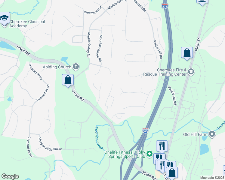map of restaurants, bars, coffee shops, grocery stores, and more near 721 Royal Lytham Court in Canton