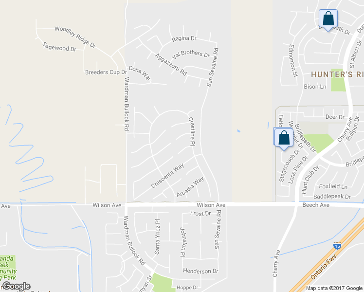 map of restaurants, bars, coffee shops, grocery stores, and more near 10390 Commerce Center Drive in Rancho Cucamonga