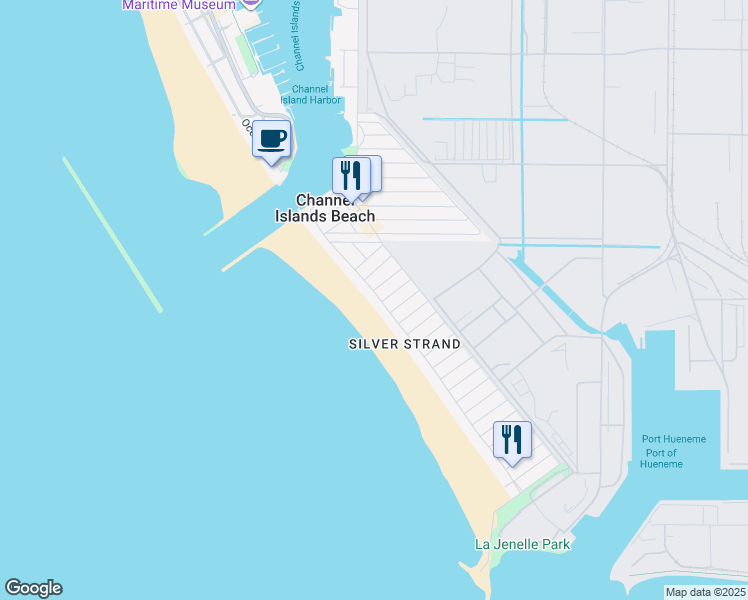 map of restaurants, bars, coffee shops, grocery stores, and more near 1813 Ocean Drive in Oxnard