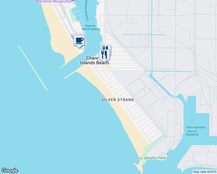 map of restaurants, bars, coffee shops, grocery stores, and more near 1813 Ocean Drive in Oxnard