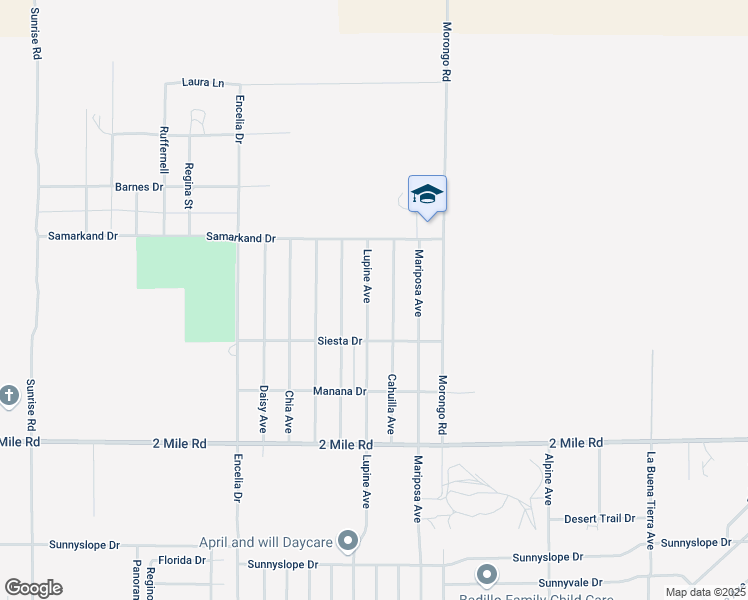 map of restaurants, bars, coffee shops, grocery stores, and more near 5427 Lupine Avenue in Twentynine Palms