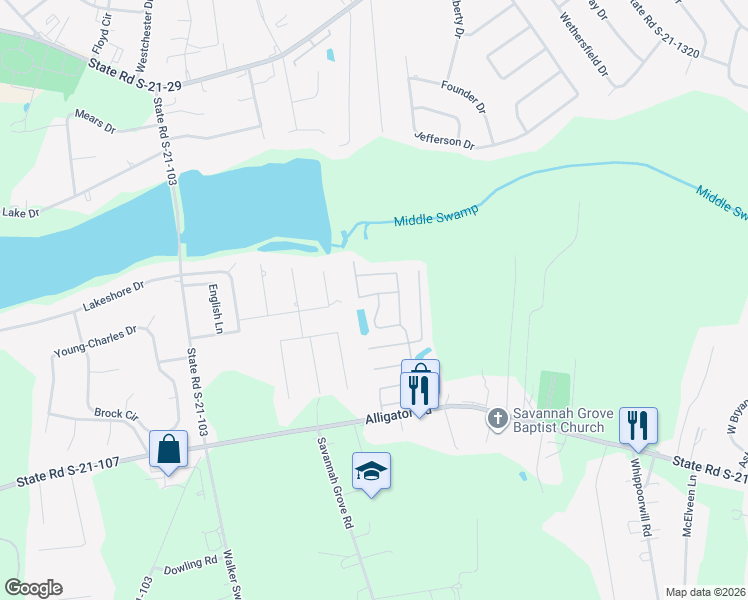 map of restaurants, bars, coffee shops, grocery stores, and more near 2150 Pathway Court in Effingham