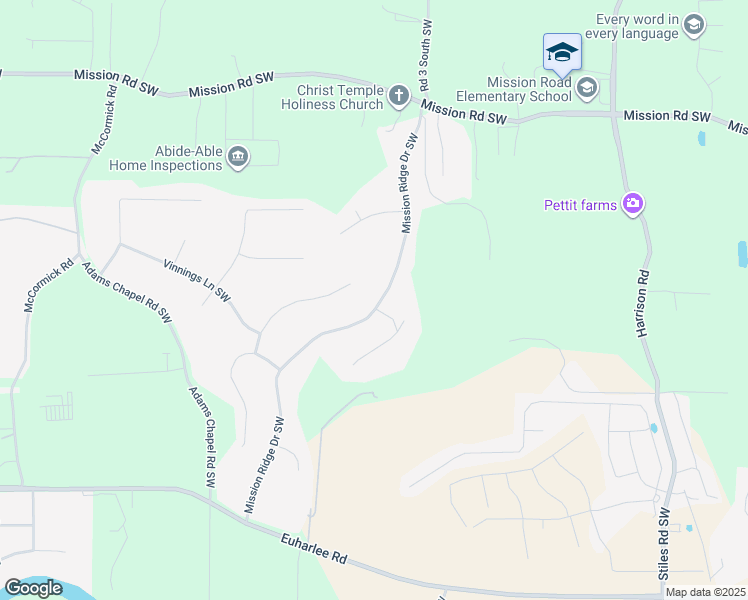 map of restaurants, bars, coffee shops, grocery stores, and more near 38 Mission Ridge Drive Southwest in Cartersville