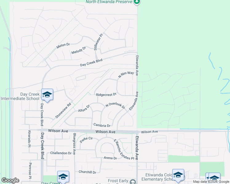 map of restaurants, bars, coffee shops, grocery stores, and more near 5548 Pacific Crest Place in Rancho Cucamonga